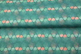 Aqua blauwe stoffen - Tricot stof - kwallen - aqua - 21634-09