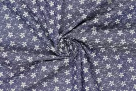 70% viscose, 30% linnen - Viscose stof - jeans embroidery - blauw - 19570-062