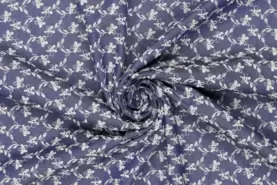 70% viscose, 30% linnen - Viscose stof - jeans embroidery - blauw - 19570-063