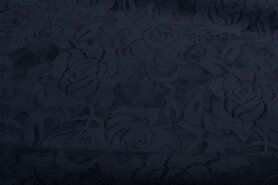 Uitverkoop - Kant stof - bloemen - donkerblauw - 0391-600