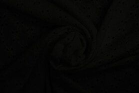 Uitverkoop - Tricot stof - broderie - zwart - 17649-999
