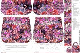 Paneel stoffen - Canvas stof - digitaal paneel voor tas bloemen - roze - 21041