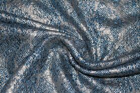 Stugge stoffen - Polyester stof - slangenprint - zilver blauw - S19