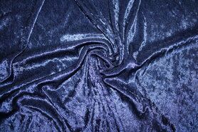 Donkerblauwe stoffen - Velours de panne stof - donkerblauw - S2