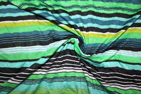 Multi kleur stoffen - Polyester stof - gestreept - groen multi - 141419-43