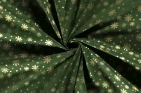 Kerststoffen - Kerst katoen stof - sneeuwvlokjes - donkergroen - 16720-028