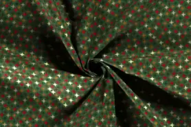 Beddengoed stoffen - Kerst katoen stof - kerststerren - groen - 18707-025