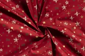 Kerst katoen stoffen - Kerst katoen stof - kerststerren - rood - 18705-016