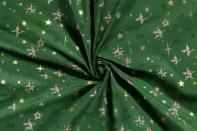Aankleedkussen stoffen - Kerst katoen stof - kerststerren - groen - 18705-025