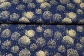 Aankleedkussen stoffen - Kerst katoen stof - kerstballen - donkerblauw - 18738-008
