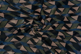 Voile stoffen - Voile stof - Chiffon - abstract - groen petrol zwart roze - B115