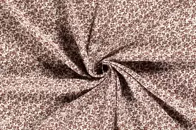 Donkerrode stoffen - Viscose stof - poplin bladeren - donkerrood/wit - 19675-018