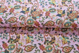 Fantasie stoffen - Viscose stof - fantasiebloemen - roze - 19677-012