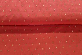 Lurex stoffen - Viscose stof - lurex gouden streepjes - rood - 19066-015
