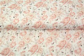 Hydrofiel stoffen (katoen) - Katoen stof - hydrofielstof flamingo - gebroken wit - 21100-02