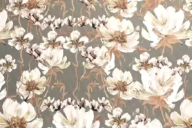 Altgrün - Polyester Stoff - Interieur und Dekoration Stoff digitale Blumen - altgrün - 1634-027