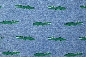 Zachte stoffen - Joggingstof - happy crocci krokodil - blauw - 18615-690