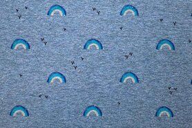 vogel stoffen - Joggingstof - regenboog lucht - blauw - 18616-690