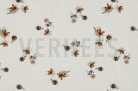 By Poppy - Katoen stof - hydrofielstof bloemen - gebroken wit - 21/5999-016