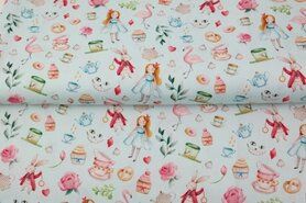 Alice in wonderland stoffen - Tricot stof - alice in wonderland - lichtblauw - 21110-09