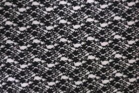 Zwarte kant stoffen - Kant stof - bloemen - zwart - 470000-999
