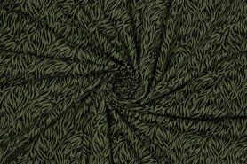 Zebraprint stoffen - Katoen stof - zebra - groen zwart - 410089-20