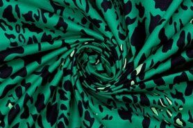 katoenen stoffen met print - Fibre Mood Katoen stof - geo - dierenprint - groen zwart - 310307-11
