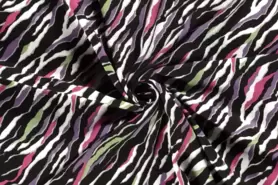 Vlekken stoffen - Viscose stof - twill - vlekken - zwart/ groen paars roze - 20068-025