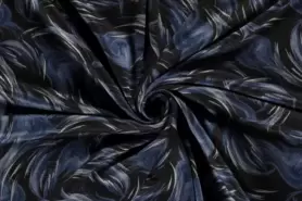 Tricot stoffen - Tricot stof - poly viscose - abstract - zwart/indigo - 20105-006