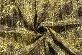 Panterprint stoffen - Polyester stof - chiffon - lurex geprint - kaki groen - 20172-027