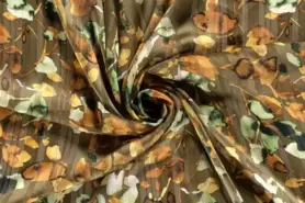 Kaki groene stoffen - Voile stof - Chiffon - lurex - bloemen - kaki - 20173-027