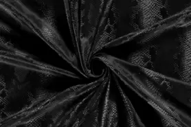 Slangenprint stoffen - Kunstleer stof - stretch slangen - zwart - 20224-069