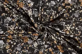 95% viscose, 5% elastan stoffen - Tricot stof - bloemen - brique - 20196-056