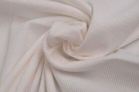 95% katoen, 5% elastan stoffen - Tricot stof - rib jersey - wit - 0885-001