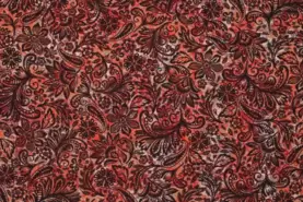 Steenrood - Tricot stof - viscose stretch - paisley - rood - 20033-400