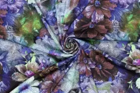 Exclusieve stoffen - Satijn stof - stretch satijn - bloemen - multi blauw - 20115-650