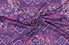 Rosalila - Satijn stof - stretch - patchwork - paars - 20118-810