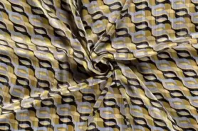 Schal - Polyester stof - chiffon - lurex geprint - abstract - kaki groen - 20171-027