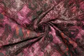 Wattierte - Doorgestikte stof - gestept met dierenprint - roze - 20027-870