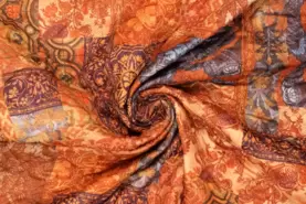 Gestepte voering stoffen - Doorgestikte stof - gestept patchwork - oranje - 20028-445