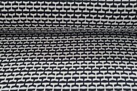 Zwart / Wit stoffen - Gebreide stof - abstract - zwart/offwhite - Q22613-690