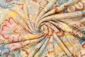 Jasje - Polyester stof - digitaal difur paisley - beige/multi - 20211-178