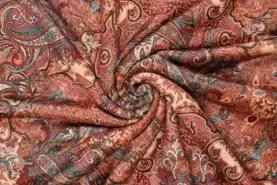Paisley - Polyester stof - digitaal difur paisley - terra/paars - 20206-830