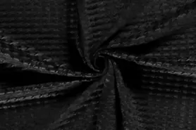 Pied de Poule - Polyester stof - fluweel gepreekt - pied de poule - zwart - 20055-069