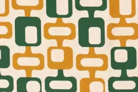 Interieurstoffen - Katoen stof - interieur en decoratiestof - linnenlook abstract - oker/groen - 1628-034