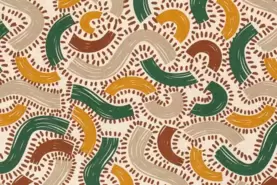 Abstract stoffen - Katoen stof - interieur en decoratiestof - linnenlook abstract - oker/groen/beige/terra - 1629-034