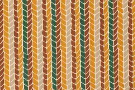 Decoratiestoffen - Katoen stof - interieur en decoratiestof - linnenlook visgraat - oker/groen/beige/terra - 1630-034