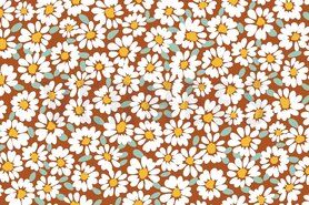 Geplastificeerd en of Coating katoen - Katoen met coating - bloemen - oranje/wit - 9863-010
