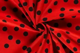 Decoratie en aankleding stoffen - Texture stof - stippen - rood/zwart - 20808-015