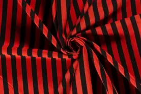 Feeststoffen - Texture stof - strepen - rood zwart - 20807-015